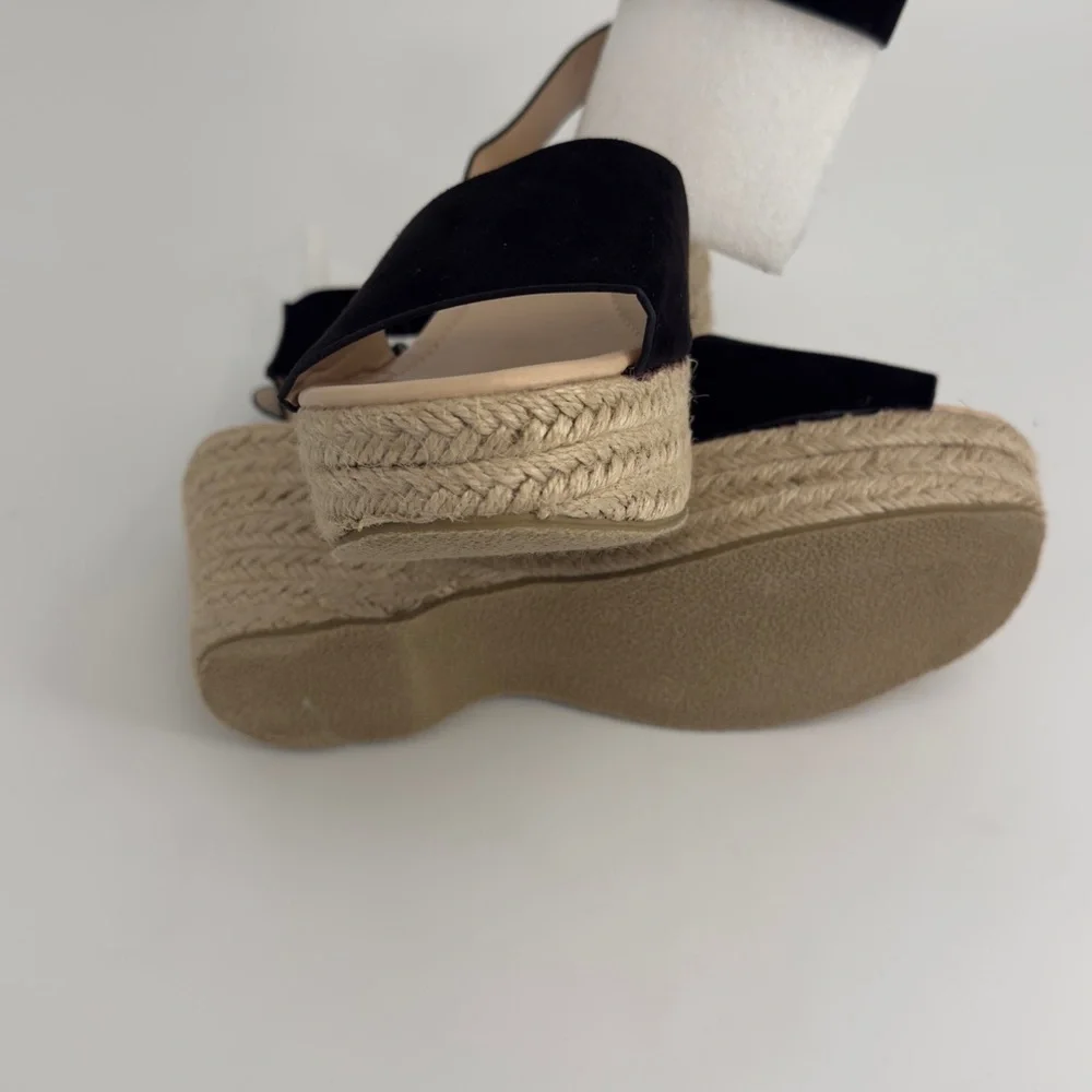 Elyse Black Suede Platform Espadrille Sandals‎